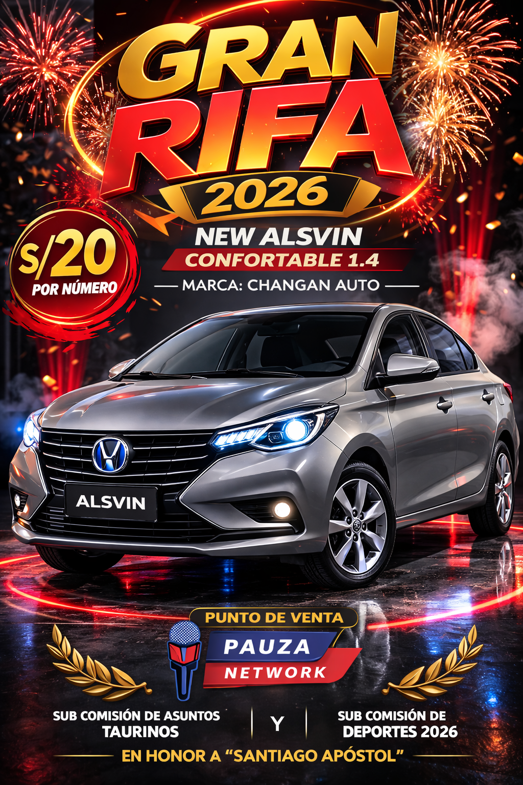 RIFA DE UN CARRO 0KM - Organiza la COMISION DE FIESTAS PATRONALES 2026